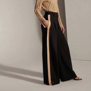 NEW Favorite Daughter The Margaret Wide Leg Pant Black Beige Women's 2 XS